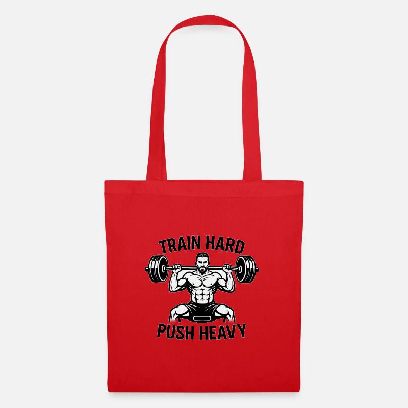 Krafttraining Motto Push Heavy - Stoffbeutel - Rot