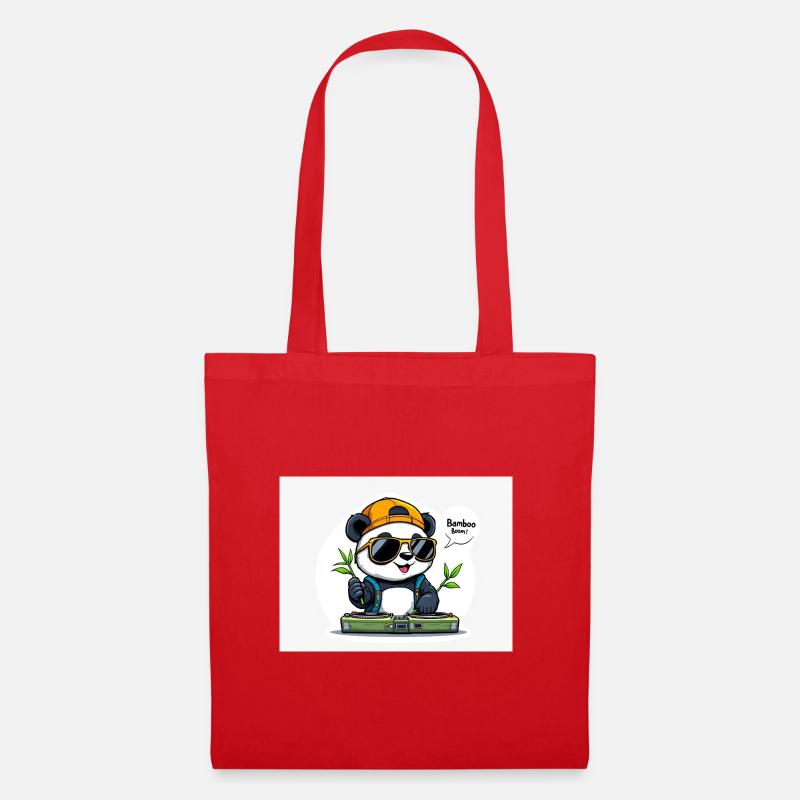 Panda DJ mit Bambusstäben - Stoffbeutel - Rot
