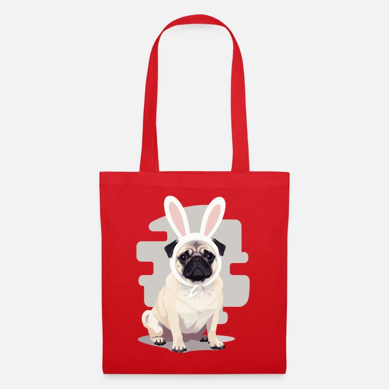 Pug Bunny - Tote Bag - red