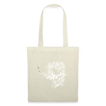 Totenkopf mit Rosen, Schmetterlingen und Schlange - Stoffbeutel - Natur - Vorne
