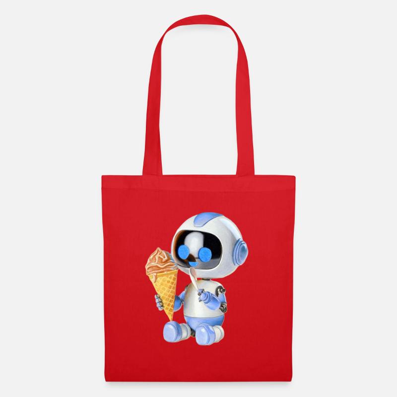 Crème glacée robot - Sac en tissu - rouge