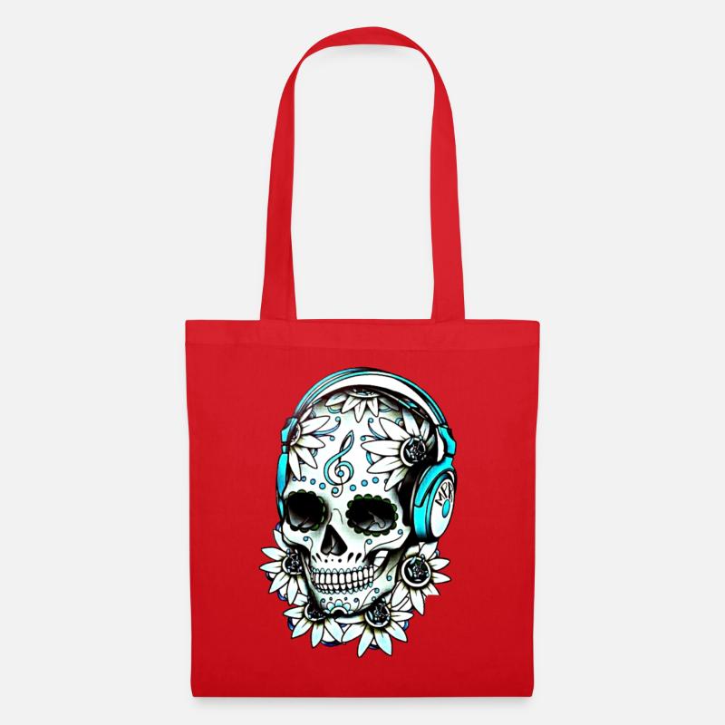 Musik Skull - Stoffbeutel - Rot