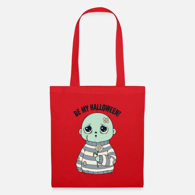 Adorable tête de mort en pull rayé - Sac en tissu - rouge