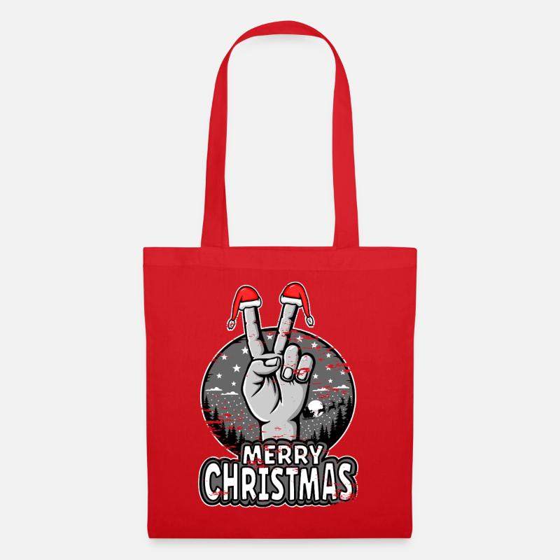 Frohe Weihnachten Peace Sign Design - Stoffbeutel - Rot