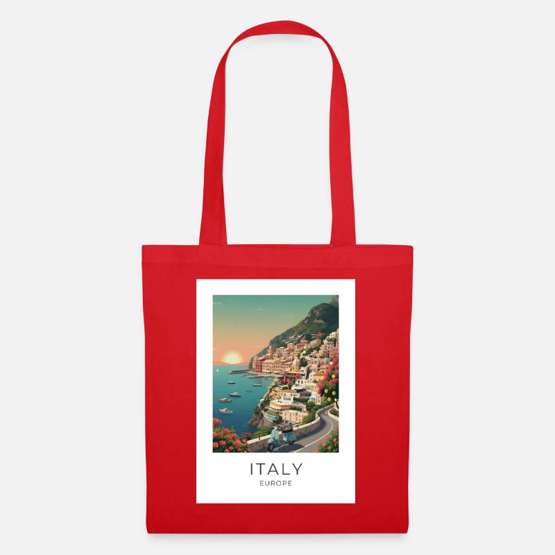Italia Coastal Magic Motorcycle - Tote Bag - red