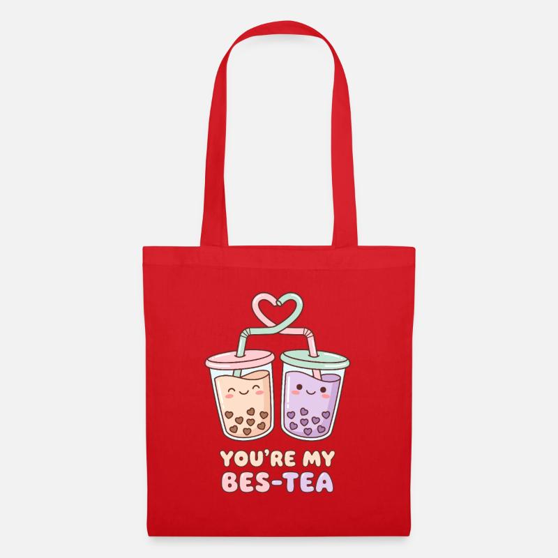 Du bist mein Bes-Tea süßer Boba Bubble Tea Bester Freund - Stoffbeutel - Rot