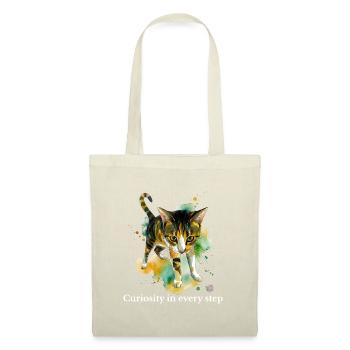 Curious Cat Watercolor Steps - Tote Bag - red - Front