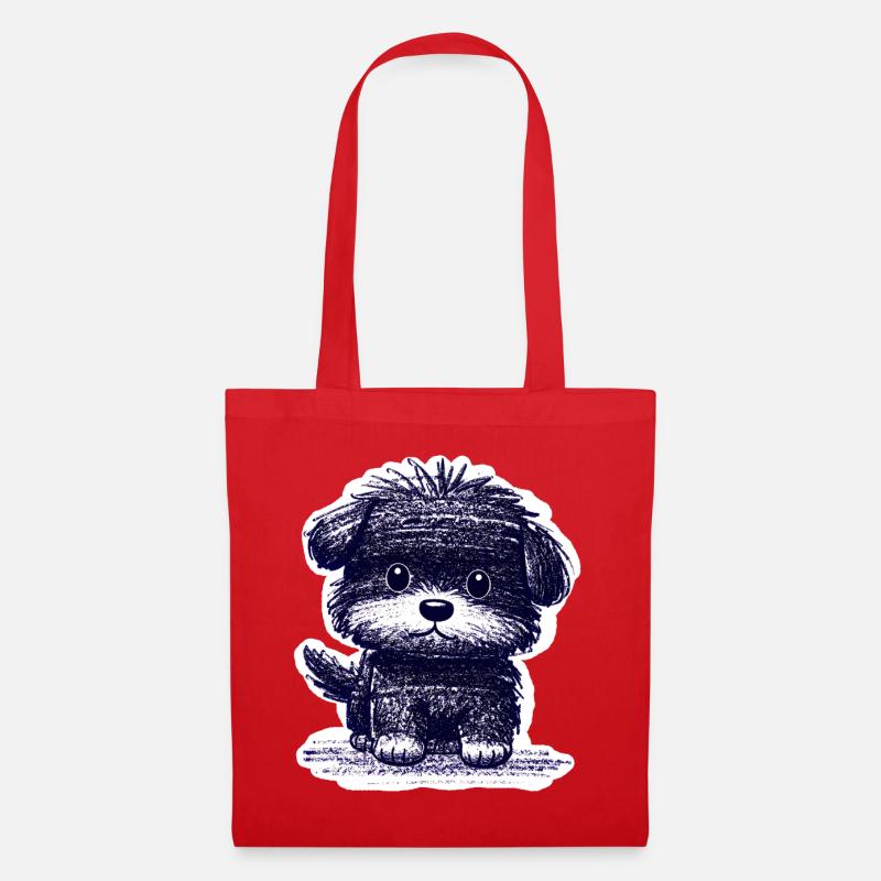 Fuzzy Puppy (Blue) - Tote Bag - red