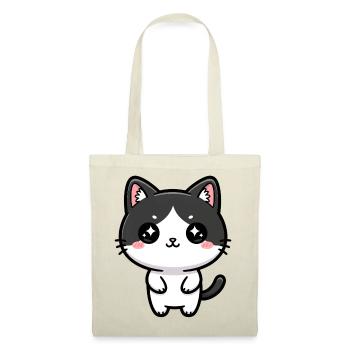 Chat Kawaii aux yeux étoilés - Sac en tissu - rouge - Devant