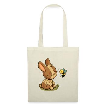 Rabbit and Bee - Tote Bag - red - Front