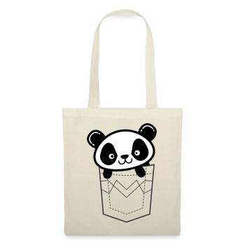 Panda Peeking From Pocket - Tote Bag - red - Front