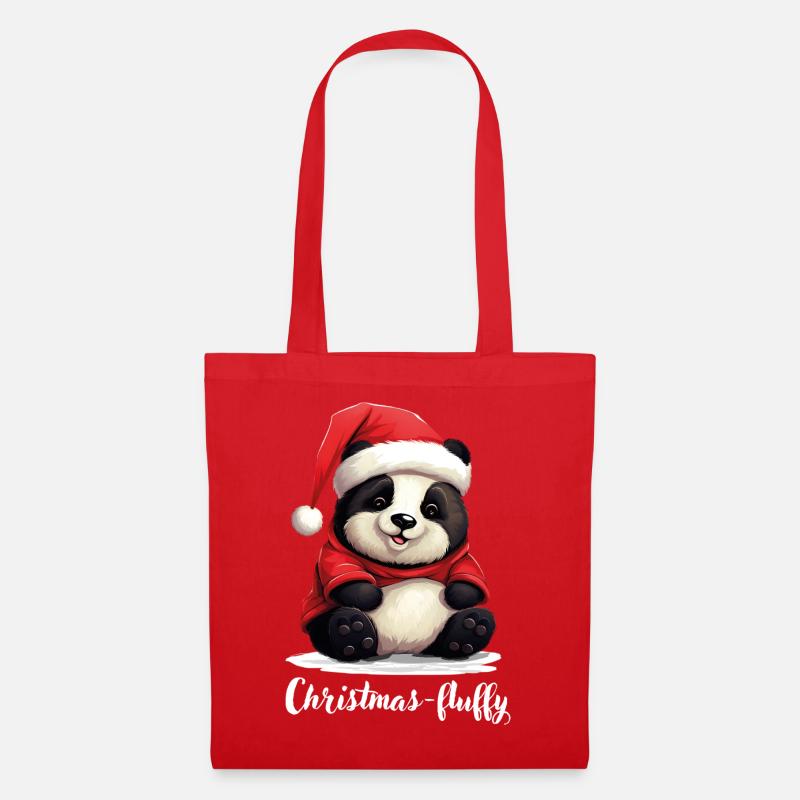 Weihnachten, Pandabär, Panda Christmas-fluffy - Stoffbeutel - Rot