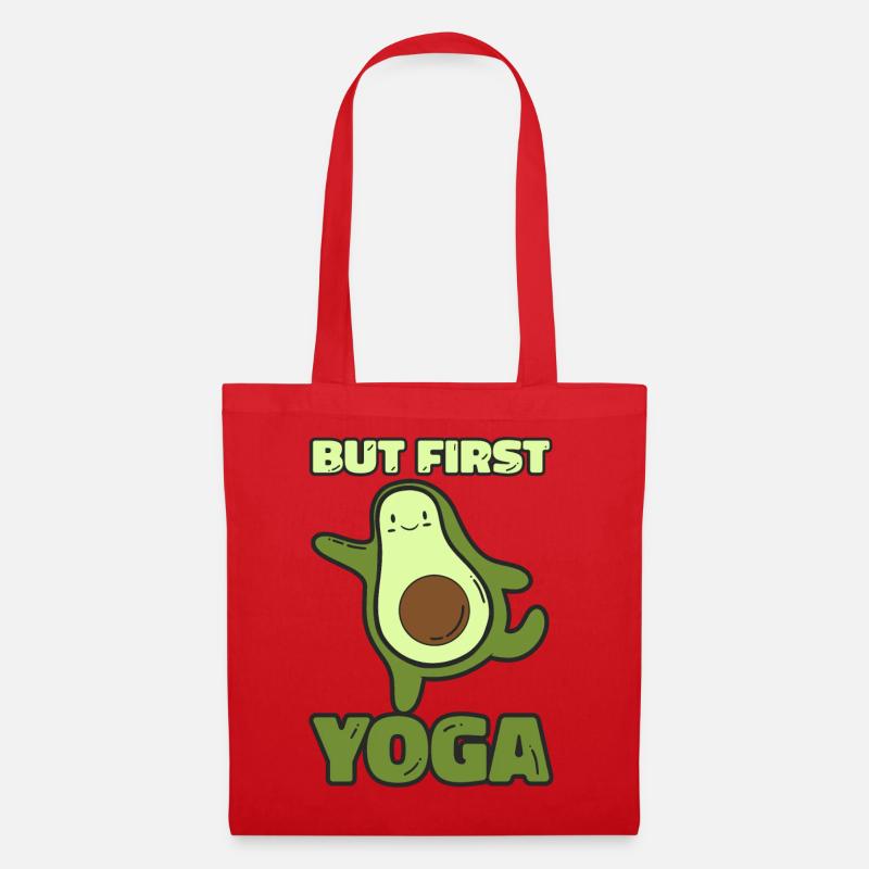 But first Yoga-Funny Yoga Avocado Design - Stoffbeutel - Rot