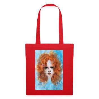 Redhead Woman Portrait Mermaid with Bubbles - Tote Bag - red - Front