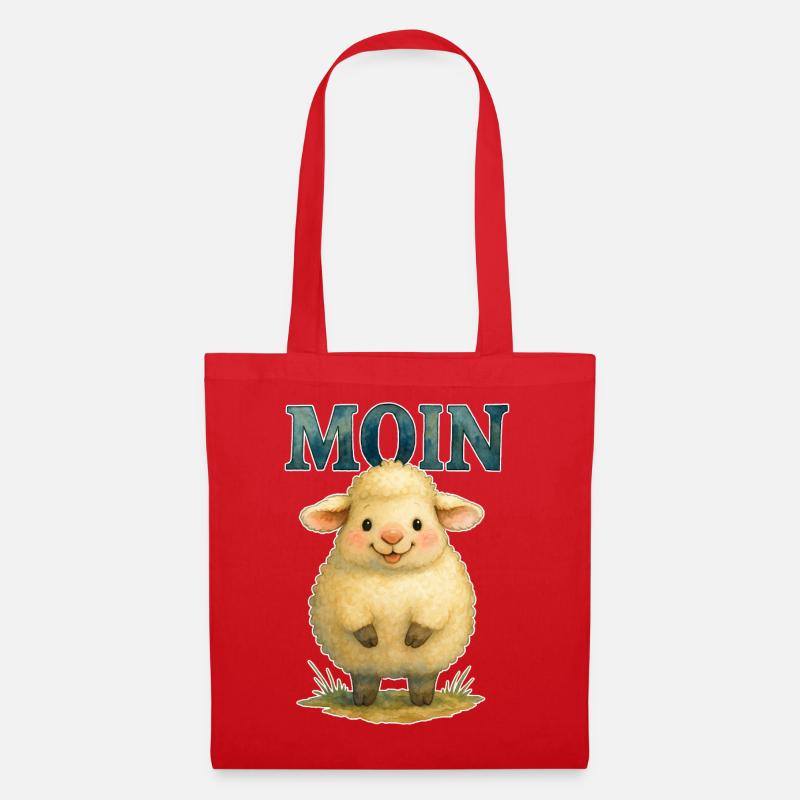 Moin Schäfchen Süßes Schaf Baby Kinder Norddeutsch - Stoffbeutel - Rot