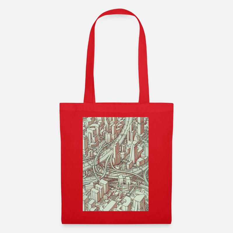 Wireframe Intersection - Tote Bag - red
