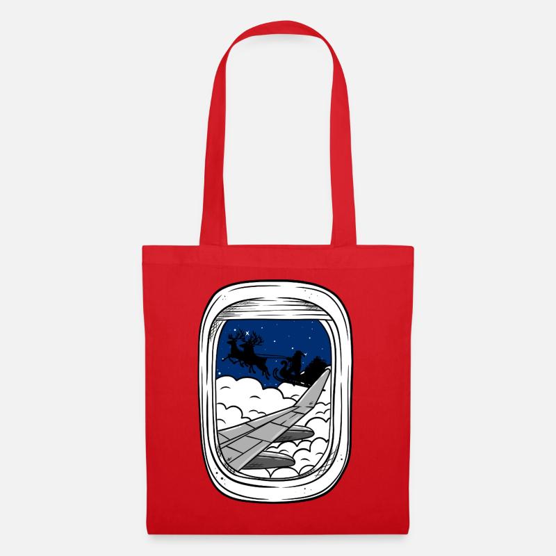 Night Flight Over Clouds Christmas Sleigh - Tote Bag - red