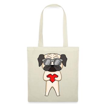 Carlin avec lunettes de soleil et cœur - Sac en tissu - rouge - Devant