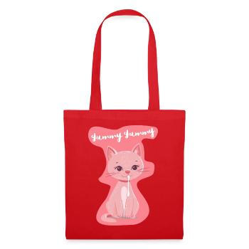 Cute 'Yummy' kitten shirt in pink - Tote Bag - red - Front