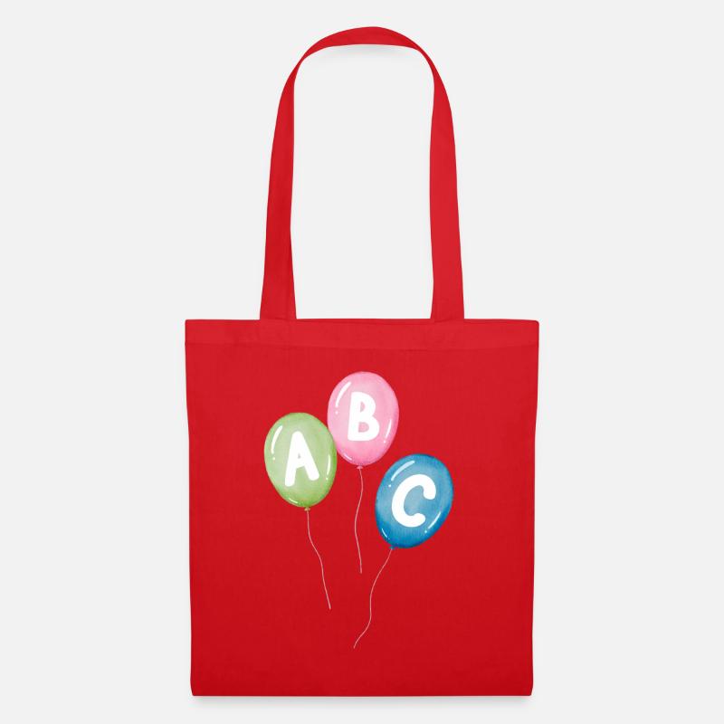 Luftballons mit ABC Buchstaben - zum Schulanfang - Stoffbeutel - Rot