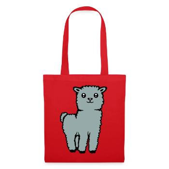 Cute Alpaca Llama Animal Soft Fluffy Comic - Tote Bag - red - Front