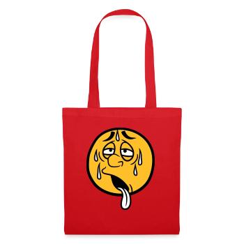 cercle de dessin animé visage dessin animé rond soleil épuisé - Sac en tissu - rouge - Devant