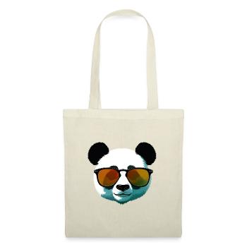Panda mit Sonnenbrille Farbverlauf - Stoffbeutel - Rot - Vorne