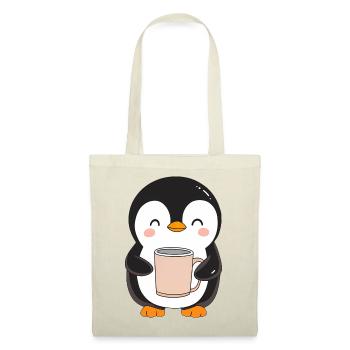 Cute Penguin Holding Coffee Cup - Adorable Design - Tote Bag - red - Front