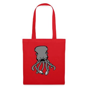Oktopus Kraken Tintenfisch Kopffüßer Riesenkalmar - Stoffbeutel - Rot - Vorne