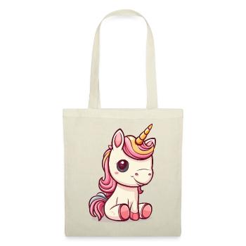 Niedliches Einhorn mit rosa Mähne - Stoffbeutel - Rot - Vorne