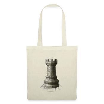 Schach Turm – Mächtige Rook Figur Design - Stoffbeutel - Rot - Vorne