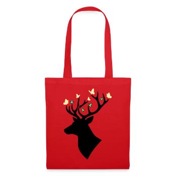 Papillon tête de cerf Multicolore - Sac en tissu - rouge - Devant