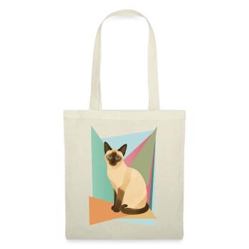 Élégant chat siamois dans un style géométrique - Sac en tissu - rouge - Devant