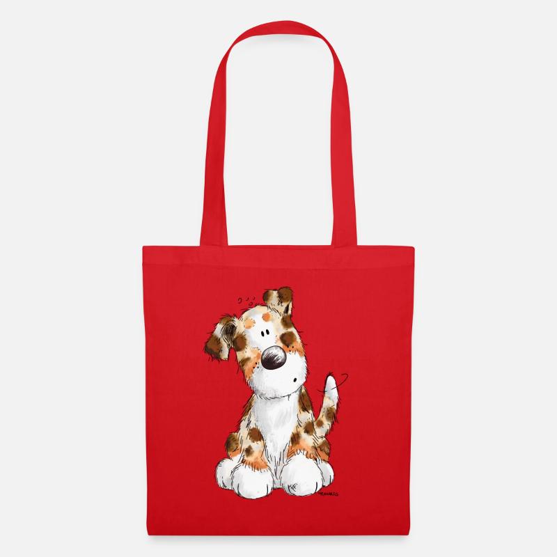Süßer Australian Shepherd - Hund - Aussie - Comic - Stoffbeutel - Rot