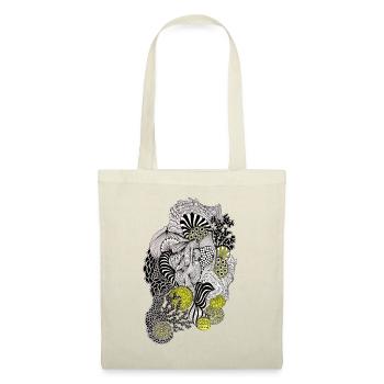 Organic Pattern Flower Yellow Black - Tote Bag - red - Front