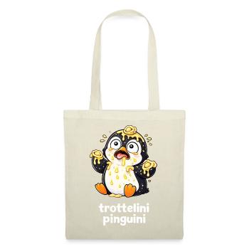 Trottelini Pinguini – Lustiger Pasta Pinguin - Stoffbeutel - Rot - Vorne
