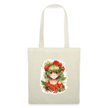 Little Elf Green Hair Floral Fantasy Shirt - Tote Bag - red - Front