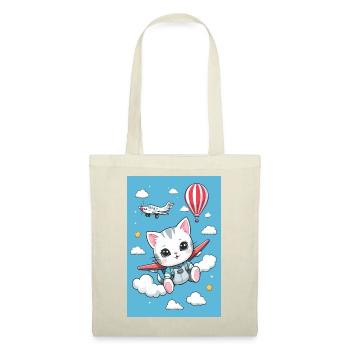 Chat volant mignon - Sac en tissu - rouge - Devant