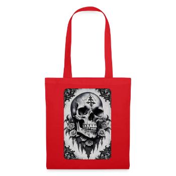 Vintage Gothic Skull Photocopy Effect T Shirt - Tote Bag - red - Front