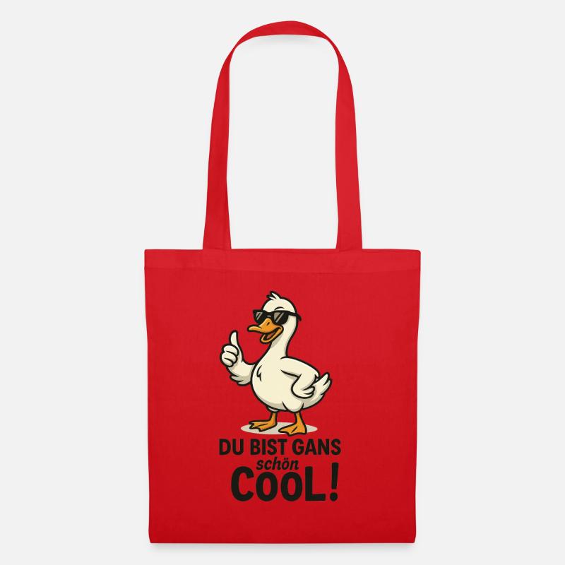 Gans schön Cool – Coole Gans mit Sonnenbrille - Stoffbeutel - Rot