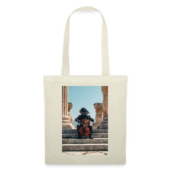 Cosmic Astronaut Playing Cello Amid Ruins - Tote Bag - red - Front