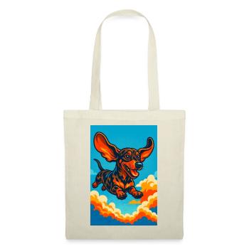 Vibrant Flying Dachshund Illustration - Tote Bag - red - Front