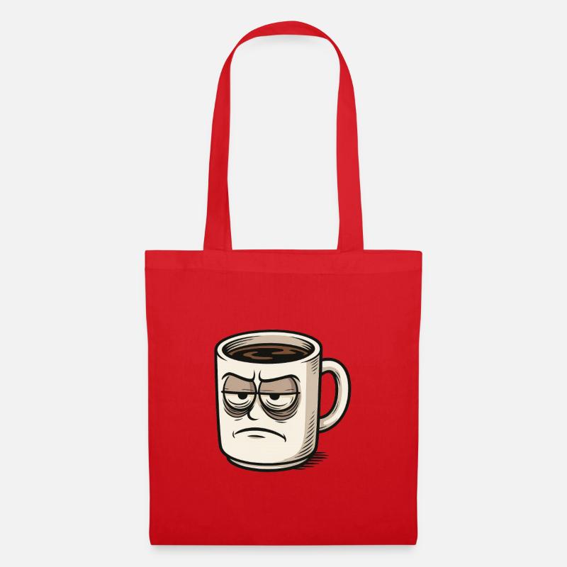 Kaffeetasse mit mürrischem Gesicht - Stoffbeutel - Rot