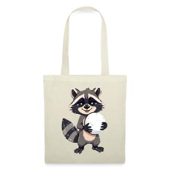 Raton laveur avec une grosse boule de neige - Sac en tissu - rouge - Devant