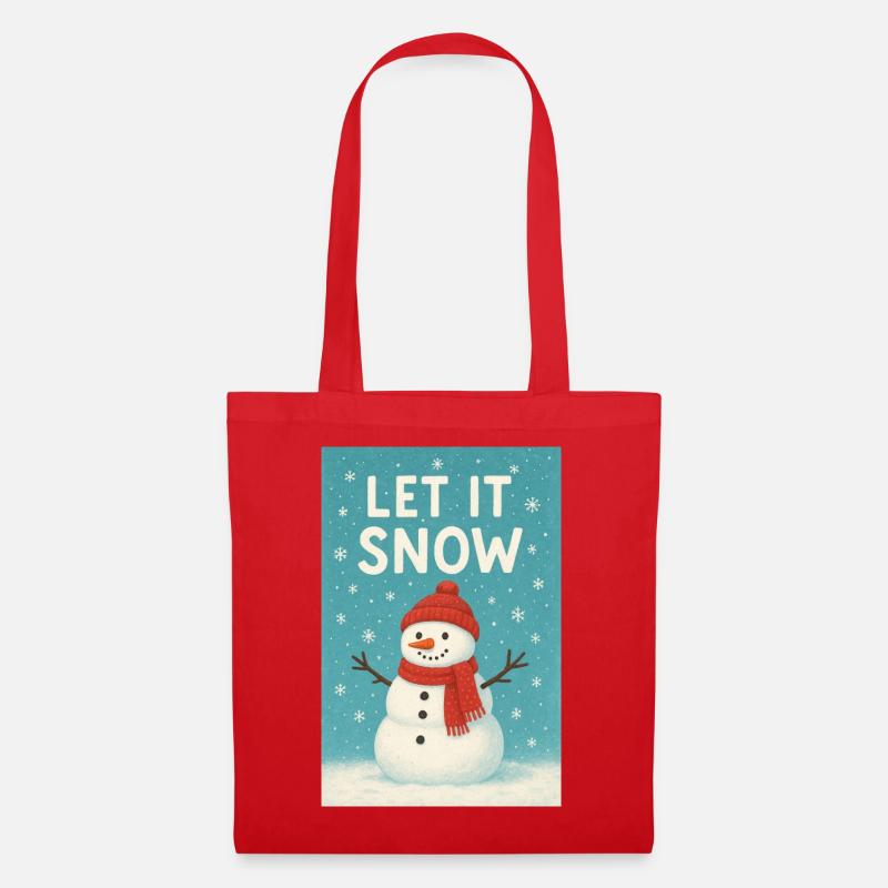Let It Snow Snowman Design - Stoffbeutel - Rot