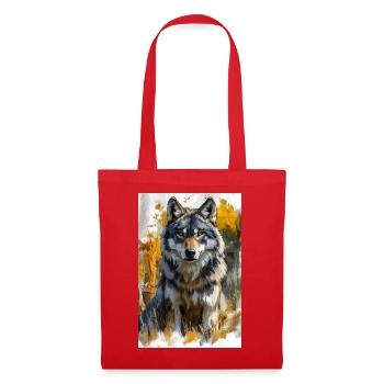 Illustration eines Wolfes - Stoffbeutel - Rot - Vorne