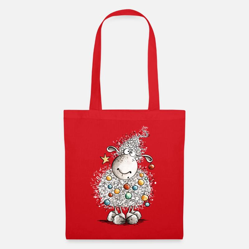 Fleece Navidad Schaf Weihnachten  - Stoffbeutel - Rot