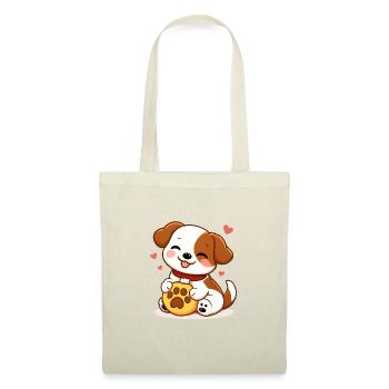Cuddly puppy and heart paw - Tote Bag - red - Front