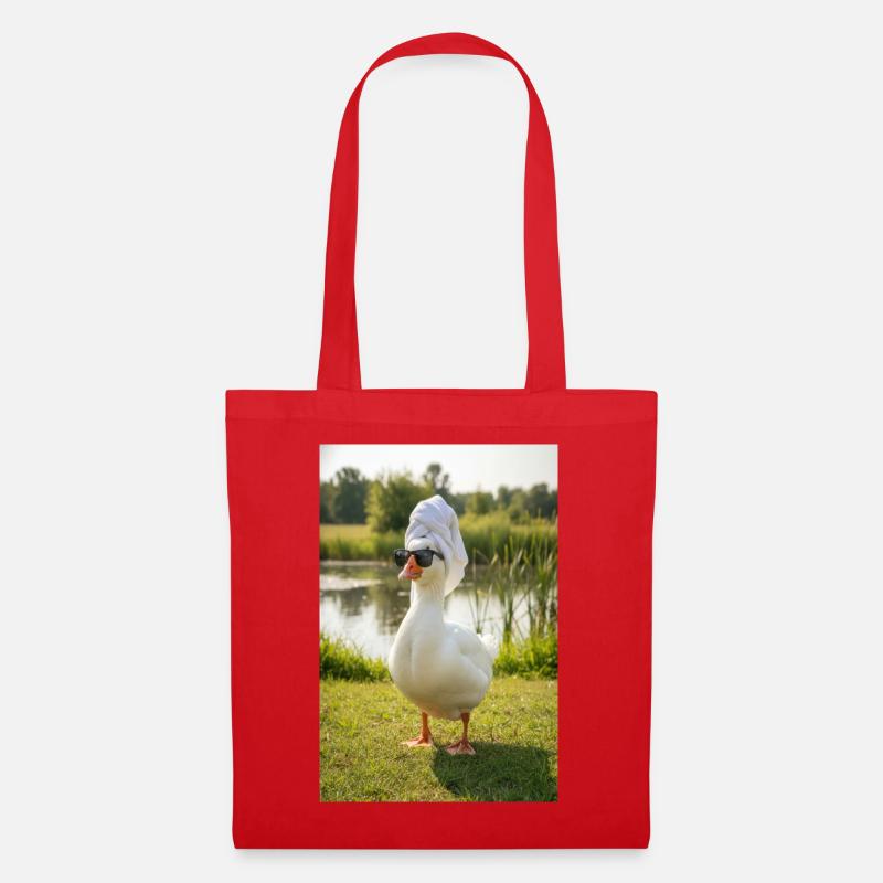 Spa-Ente mit Sonnenbrille - Stoffbeutel - Rot