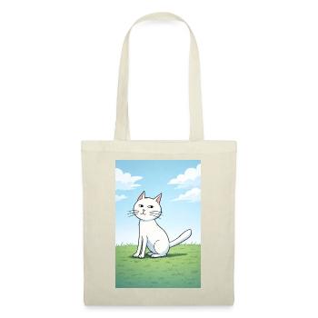 Chat blanc au regard espiègle - Sac en tissu - rouge - Devant